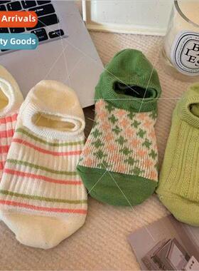 New striped boat socks female shallow ins girls spring and s