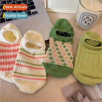 New striped boat socks female shallow ins girls spring and s