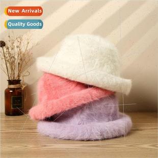 Childrens winter rabbit hair rolled edge water face bucket h