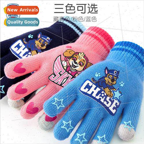 Woofers childrens five fingers knitted gloves winter men and