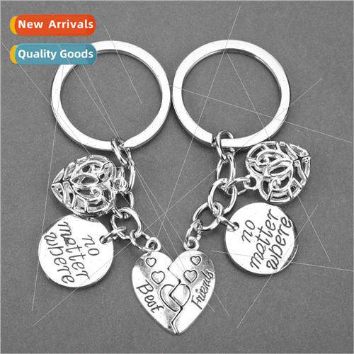 Creative hollow peach heart-shaped best friend keychain best