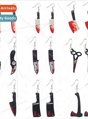 New Halloween axe scissors dagger sharp knife chopper earrin