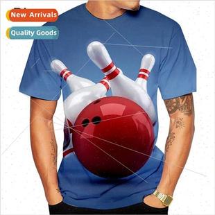 Summer casual sports T-shirt mens fashion bowling 3D T-shirt