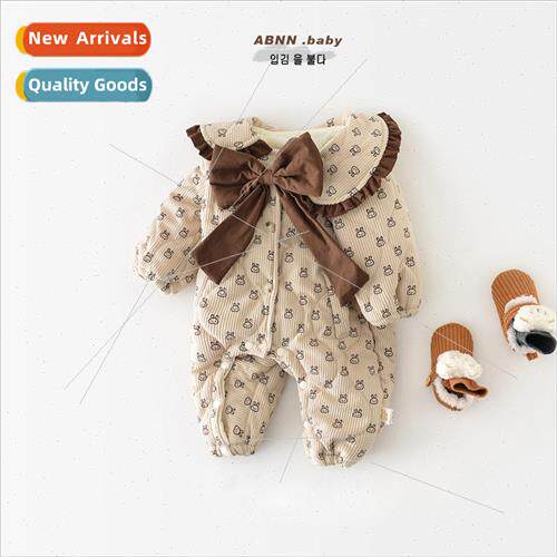 Girls fall and winter onesie newborn baby Korean quilted cot
