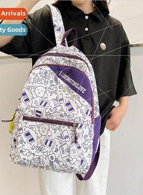 ins cute graffiti schoolbag female new Korean color collisio