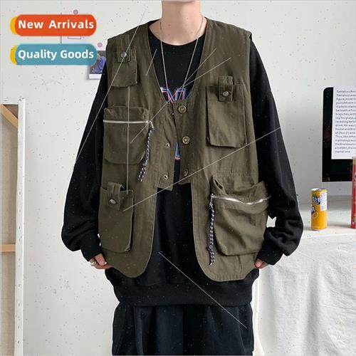 Workwear vest mens summer and fall Japanese retro sleeveless