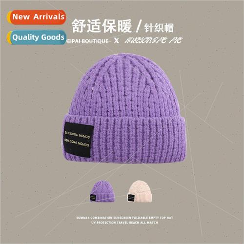 Lavender purple knitted cap female fall and winter students