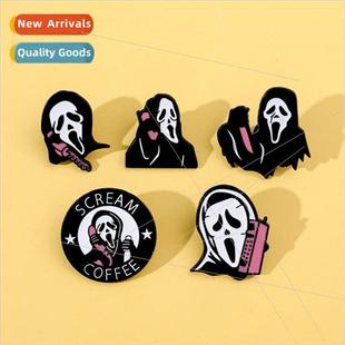 dark scream and weird charac movie skull badge Horror metal