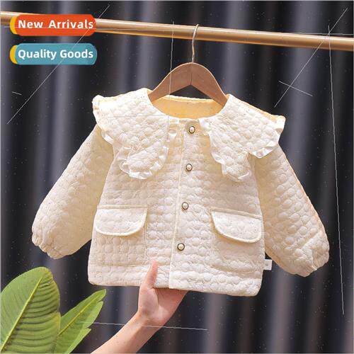 2023 winter new girls solid color lapel cotton jacket female