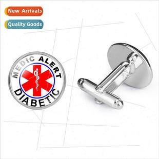 Diabetic Star of fe Medical  Mens French Shirt Cufflinks Dia