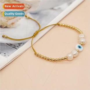 eyes round beads copper gold glazed piece white Ethnic