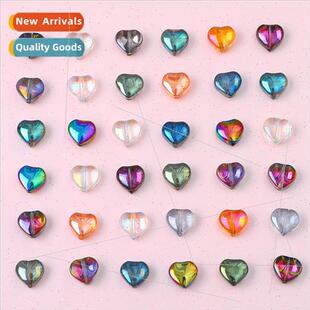 Gradient colorful peach heart glass crystal beads handmade d