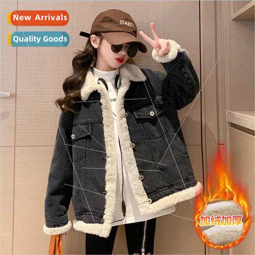 Girls denim jacket fall and winter 2023 new Korean  of the p