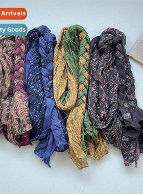 Small floral spring and fall literary retro pleated Korean c