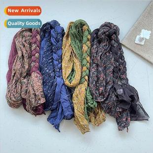 and fall Korean floral pleated spring retro Small literary