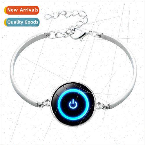 Jewelry Power Switch Button Time Gemstone Glass Bracelet lve
