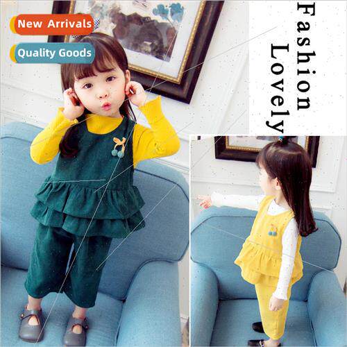 Autumn new female baby Korean  of the corduroy three-piece s