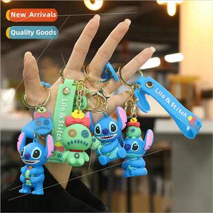 New Stitch and A gold silicone keychain cute cartoon doll ba