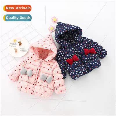 2018 winter new girls love hooded cotton jacket female baby