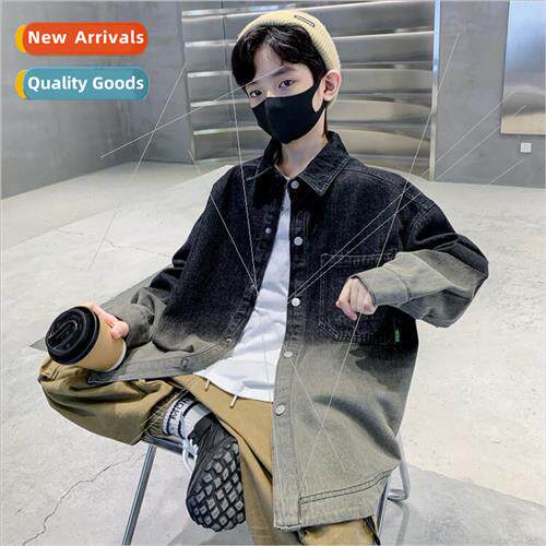 Boys denim jacket fall clothing middle and large children lo