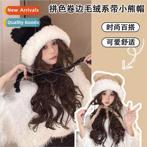 Hat womens fall and winter warm spelling color rolled edge p