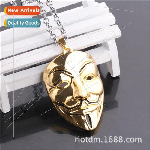 Movie Peripherals V Vendetta Golden Mask Necklace Pendant