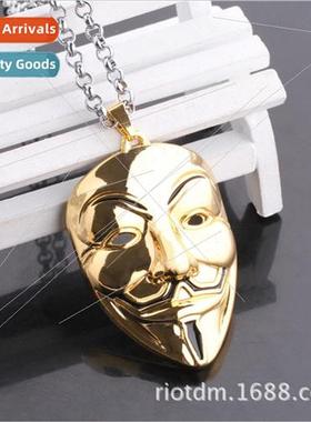 Movie Peripherals V Vendetta Golden Mask Necklace Pendant