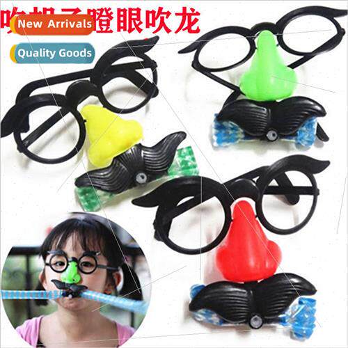 Blowing beard staring glasses funny blowing dragon whistle t