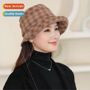 elderly hat plaid aged fis winter and fall Middle female