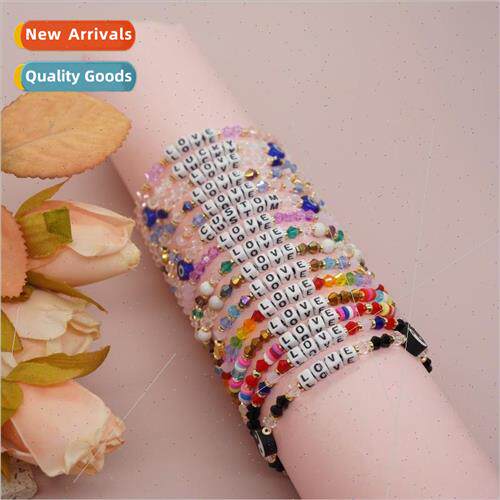 Couple hand jewelry star colorful crystal letters beaded gir