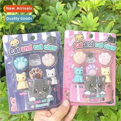 Creative cartoon cute cat family eraser suction card set era