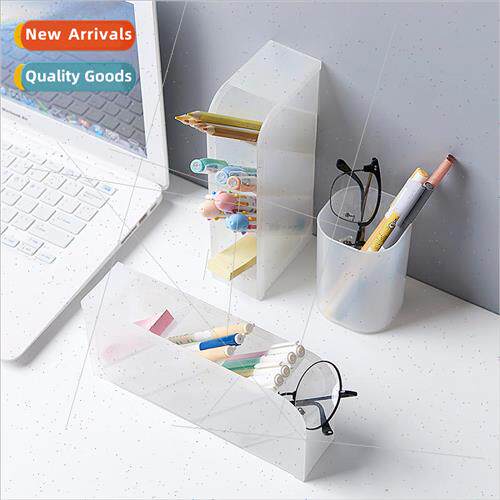 Transparent frosted organizer compartment makeup pencil hold