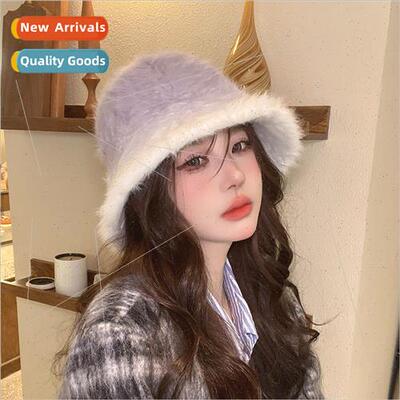 2023 gradient rabbit hair fishermans hat winter warm anti-fr