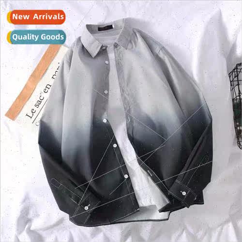 Japanese gradient color long-sleeved shirt boys Korean nd ga