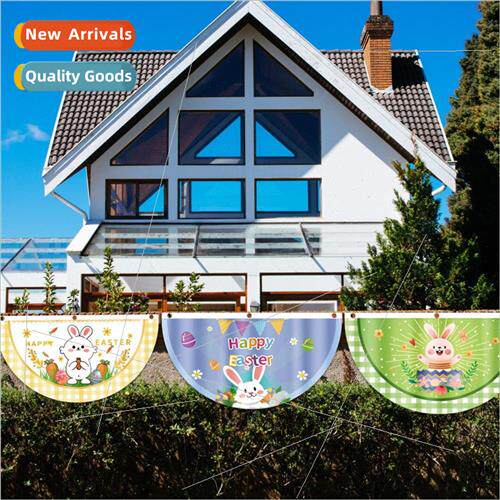 Easter fan flaghappy easter outdoor fence half-round flaghol