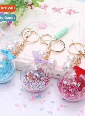Metal keychain candy color star crystal ball pendant bag cha