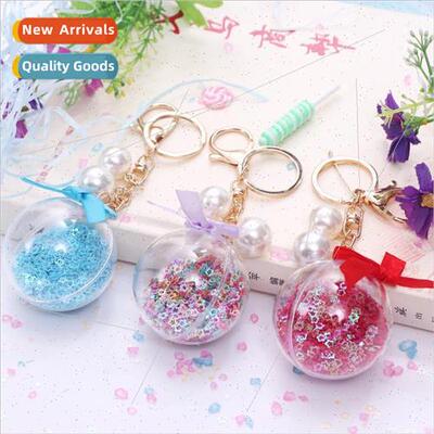 Metal keychain candy color star crystal ball pendant bag cha