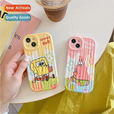 Fun cute drinking milk tea Patrick Star 适用 iPhone 13 coupl