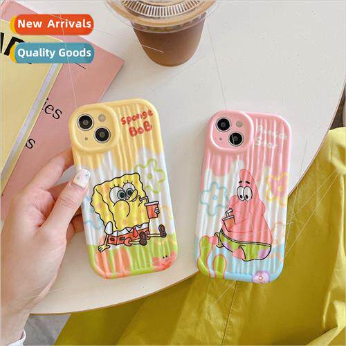 Fun cute drinking milk tea Patrick Star 适用 iPhone 13 coupl