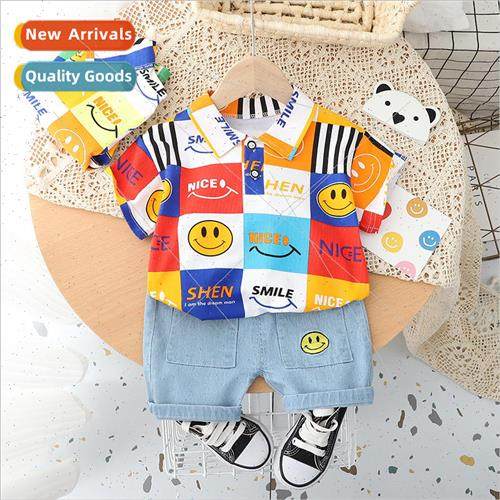 Childrens clothing 2023 summer new boys short-sleeved suit c