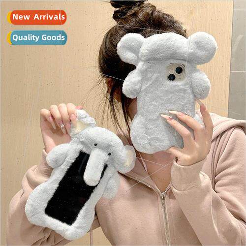 Autumn and winter plush cute elephant 适用 iPhone15ProMax ph