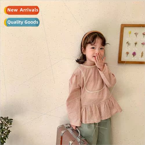 girls doll shirt 2021 spring and fall new childrens plaid sh