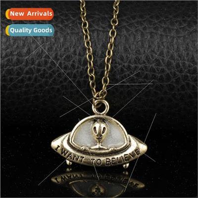 Alien Spaceship Necklace Jewelry UFO Glow-in-the-Dark Pendan