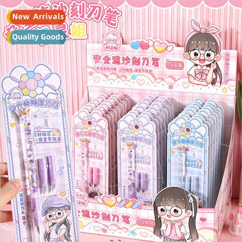 Witty ster Quicksand Carving Knife Pen Cute Girl Heart Handb