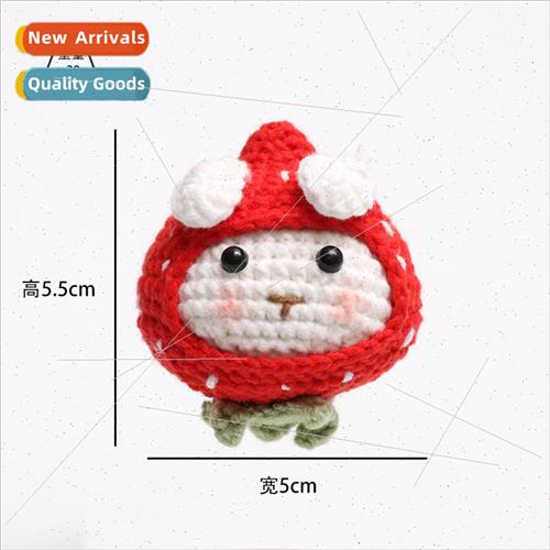 Handmade Crochet Strawberry Rabbit Gnocchi Woolen Knitting P