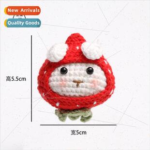 Handmade Crochet Strawberry Rabbit Gnocchi Woolen Knitting P