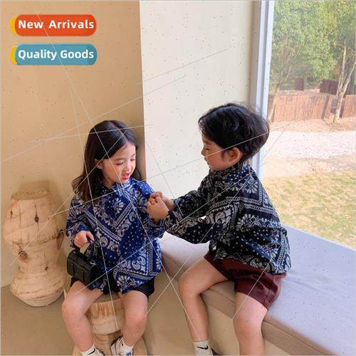 2023 spring new boys and girls retro shirt baby casual gas t