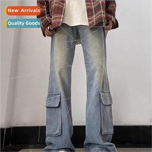 High American Men Loose Micro Jeans Slim Pants Set Workwear