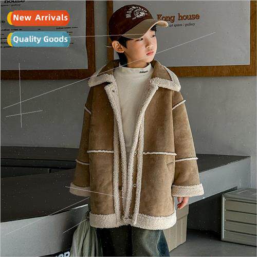 Boys fur as one lamb wool leather jacket fall and winter  20