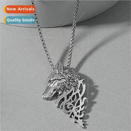Retro domineering wolf head necklace personalized fashion me